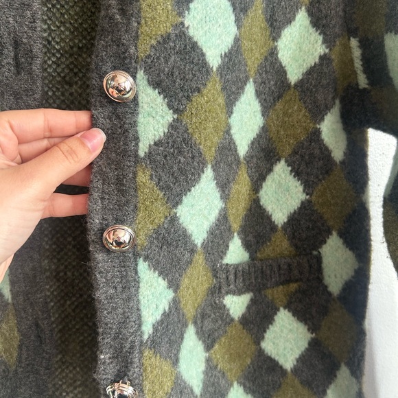 Zara Argyle Cardigan in Green and Brown - Picture 4 of 4